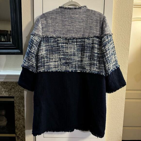 NWT Chico’s Textured Colorblock Tweed Open Jacket Size 3/ XL Blue - Picture 6 of 14
